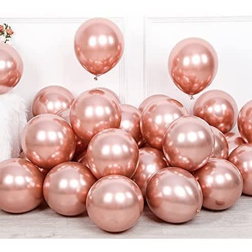 Chrome Metallic Balloons For Party - 50Pcs - Rose Gold