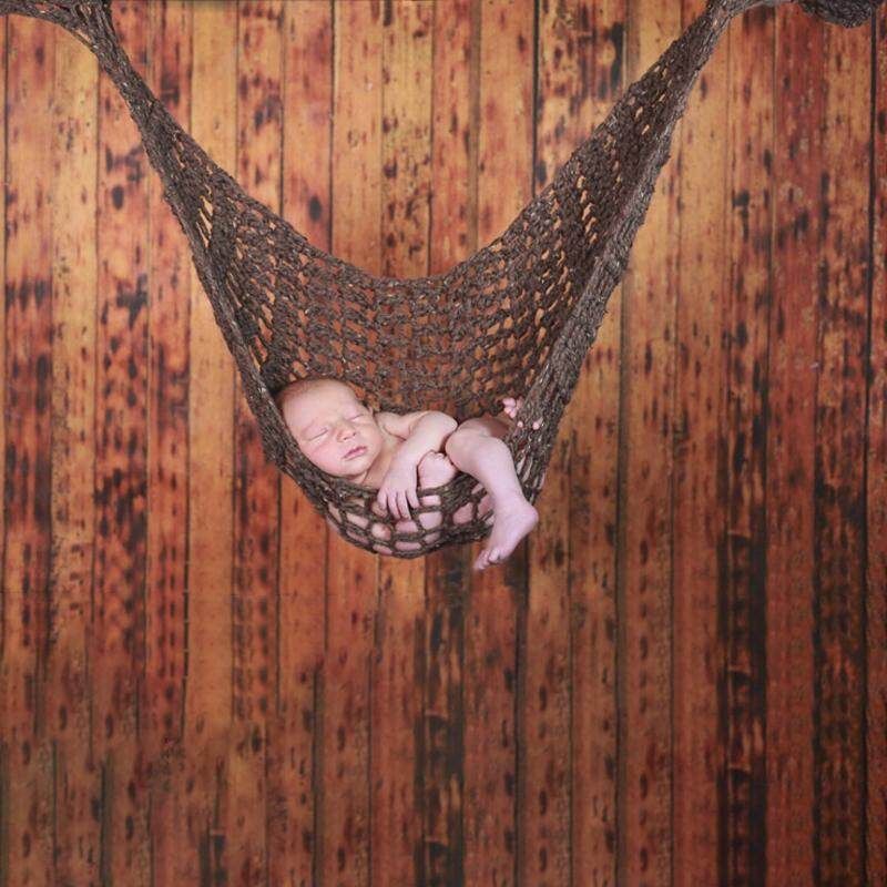 Newborn Baby Clothing Photography Props Photo Accessories Wool Net Bag Hammock Brown