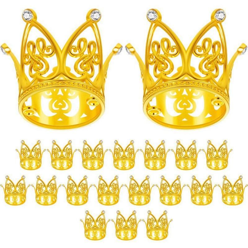 20Pcs Crown Cake Topper Mini Baby Crown Gold Cro