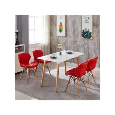 Rectangular Dining Table With 4 Multicoloured Chairs
