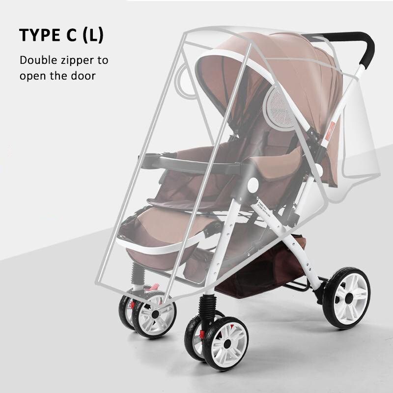 Front Open Design Medium/Large Storage Baby Stroller Weather Shield Waterproof?Stroller Cover Type C (L)