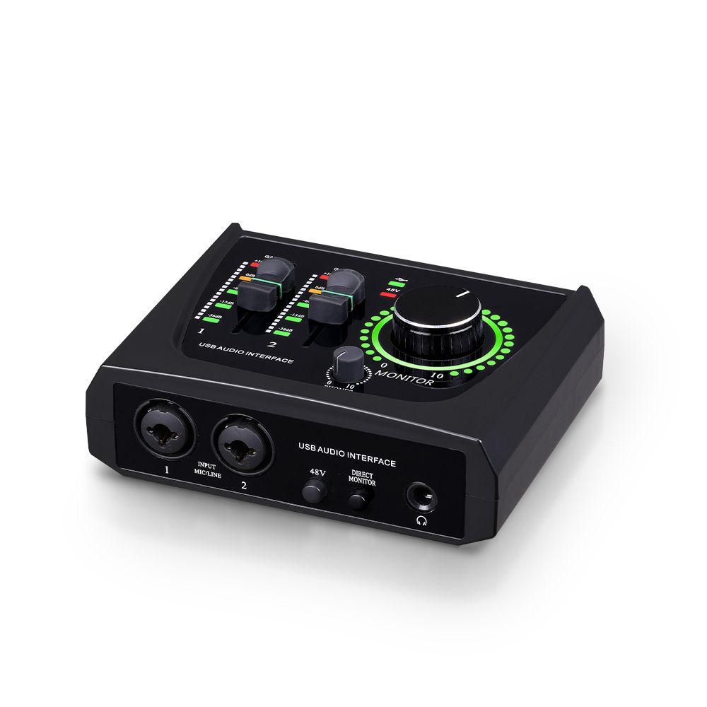 Mini 2 Channel USB Audio Interface For Recording, Streaming And Podcasting, With XLR/48V Phantom Power ,Studio Quality Audio Interface For Guitarist, Vocalist, Podcaster Or Producer