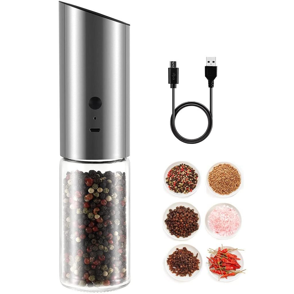 Electric Salt and Pepper Grinder Set USB Rechargeable Eletric Pepper Mill Shakers  Automatic Spice Steel Machine Kitchen Tool