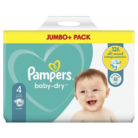 Baby-dry Size 4 Nappies Jumbo+ Pack - 86Pack