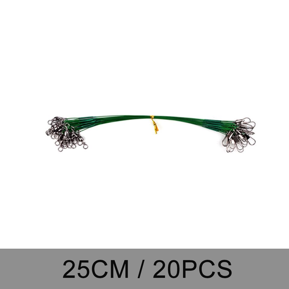 Fishing Fishing Swivel Steel With 15CM-30CM Core 20PCS Anti Fishing Lead Leash Wire Line Bite Leader Wire Accessory Steel