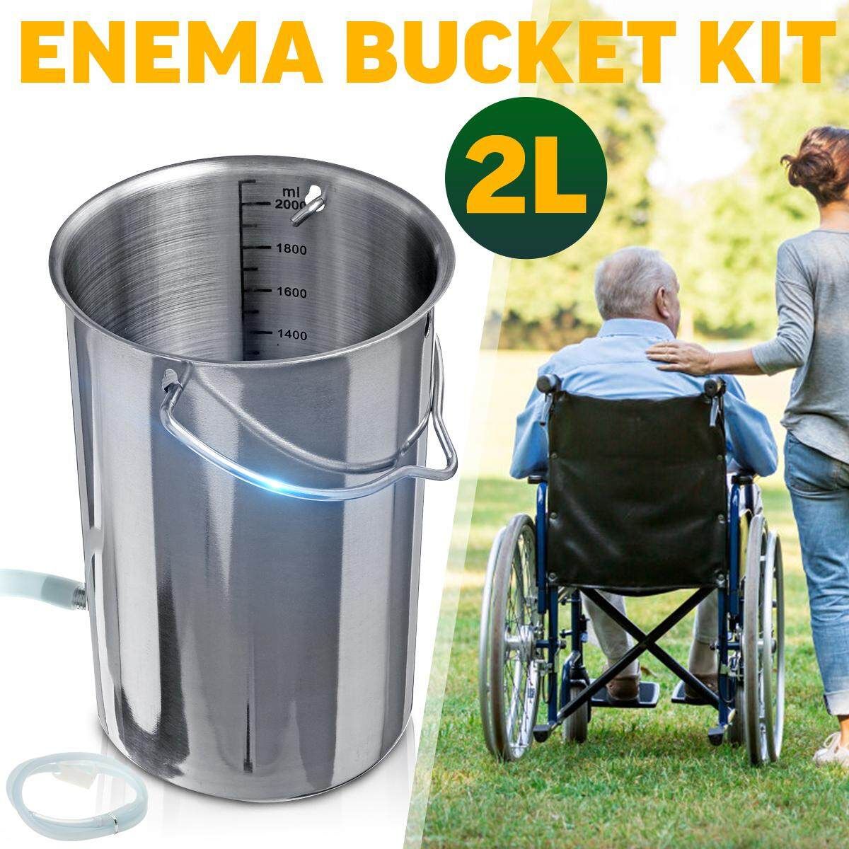2L Stainless Steel Reusable Enema Colonic Irrigation Bucket Detox Barrel Douche