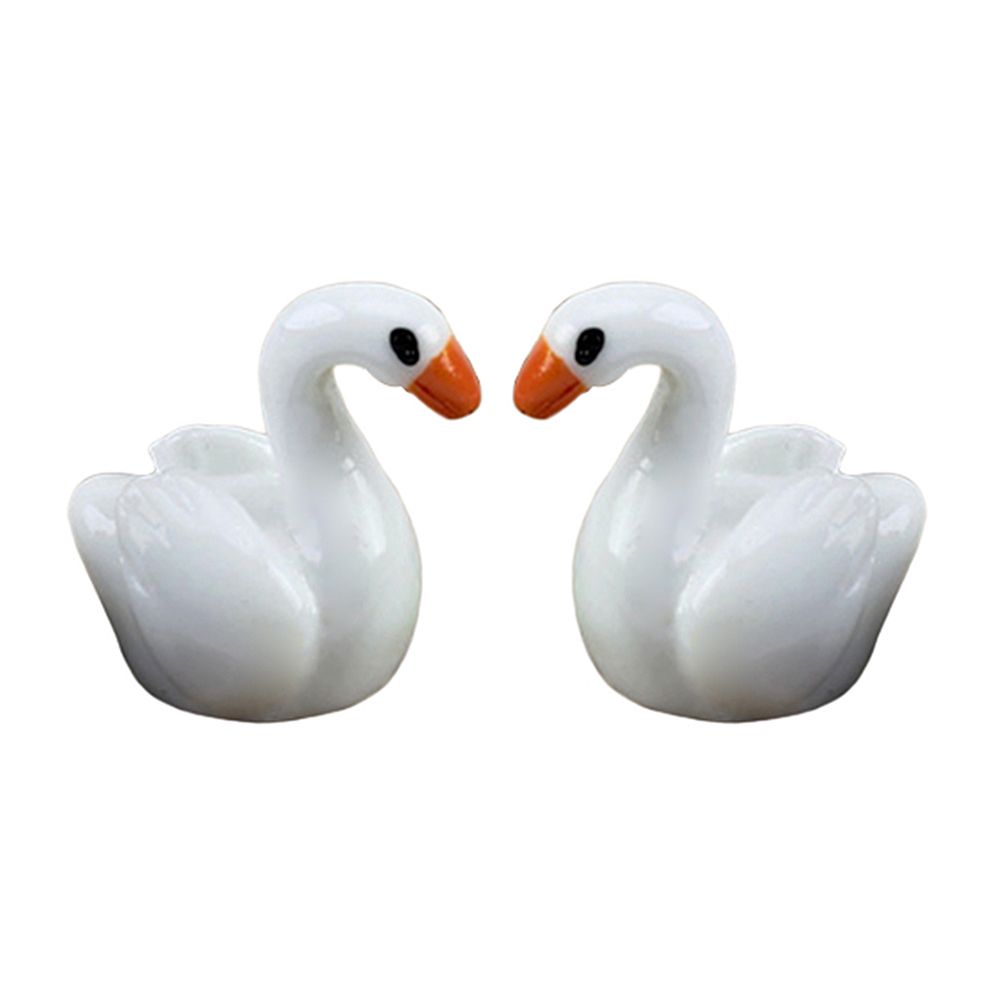 2Pcs Couple Lovers Swan Miniature Crafts Garden Decorations-