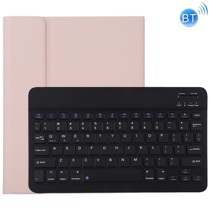 TG11B Detachable Bluetooth Black Keyboard + Microfiber Leather Protective Case For IPad Pro 11 Inch (2020), With Pen Slot & Holder (Pink)