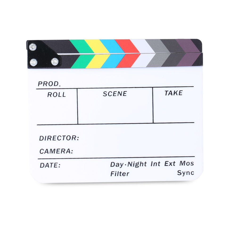 Acrylic Plastic 10x8/25x20cm Dry Erase Director's Film Clapboard Cut Action Scene Clapper Board Slate With Color Sticks