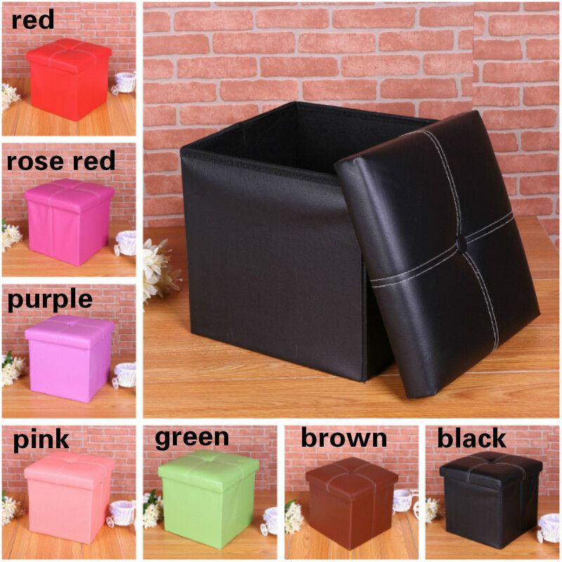 1 Pcs Modern Folding Chair Storage Box Foot Rest Sofa Black