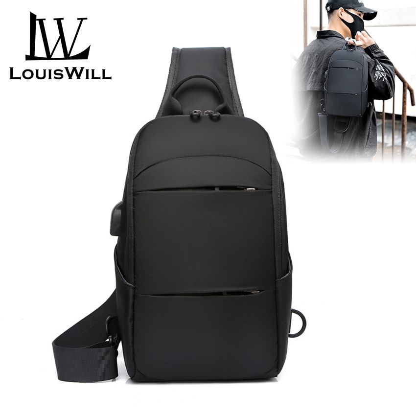 LouisWill Waist Packs Men Crossbody Bags USB Charging Bags