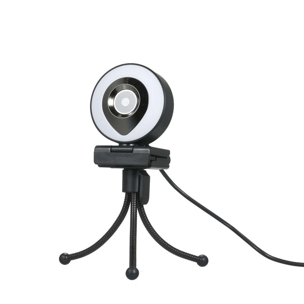 Webcam Streaming 1080P Full HD with Dual Microphone and Ring Light, USB Web Camera Stream with Tripod for Laptop YouTube OBS