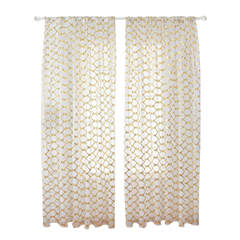 Sheer Curtains Lantern Print Window Screen Curtains For