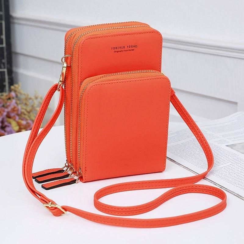 2019 new Korean fashion female bag large capacity diagonal bag solid color multi-function mobile phone bag lady wallet gray