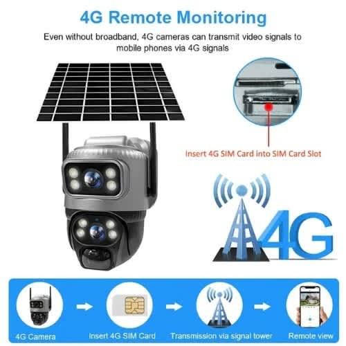 4g Motion Detection Dual Lens Ptz Battery Solar Camera
