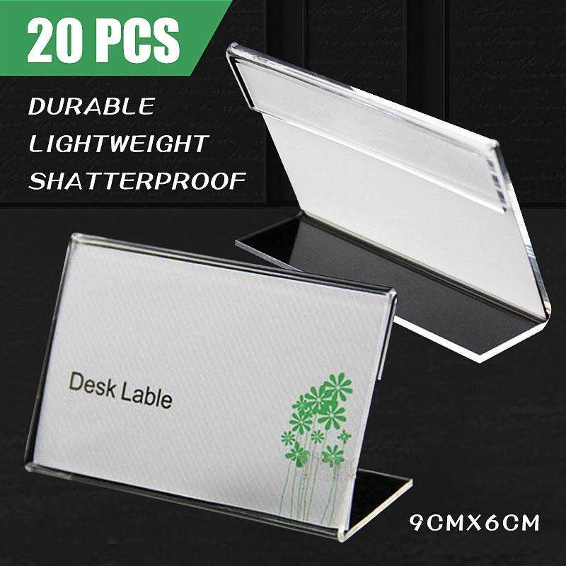20pcs Acrylic Name Card Display Holder Label Price Sign Tag Shop Stands 9cmx6cm