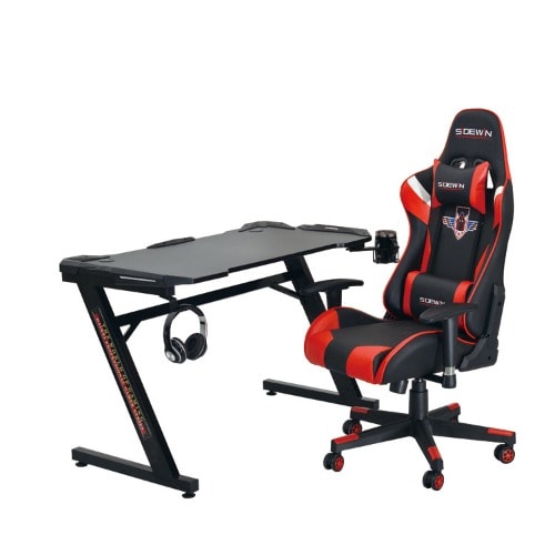 Autofull Gaming Chair With Foldable Gaming Desk Red And Black