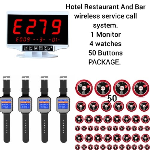 Hotel Restaurantbar Waiterscustomers Service Wireless Call 50buttons4watch1monitor Pac