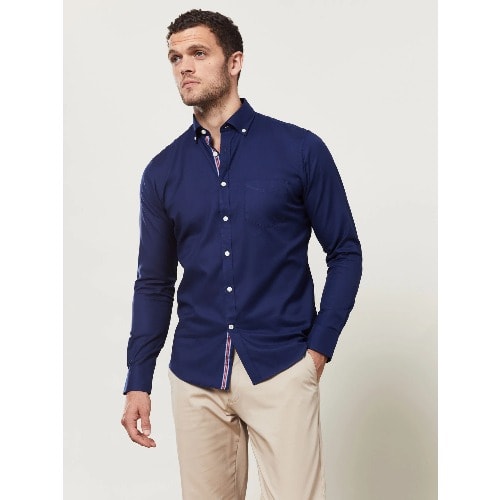 Oxford Selvedge Slim Fit Navy & Teal Shirt