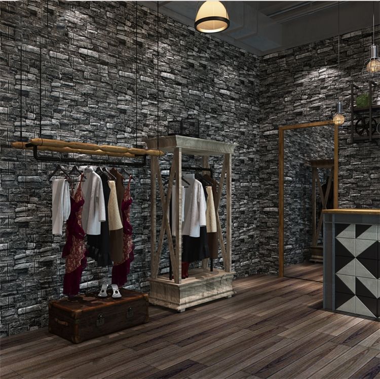 Stone Black Pe Foam 3D Self Adhesive Brick Wallpaper Sticker
