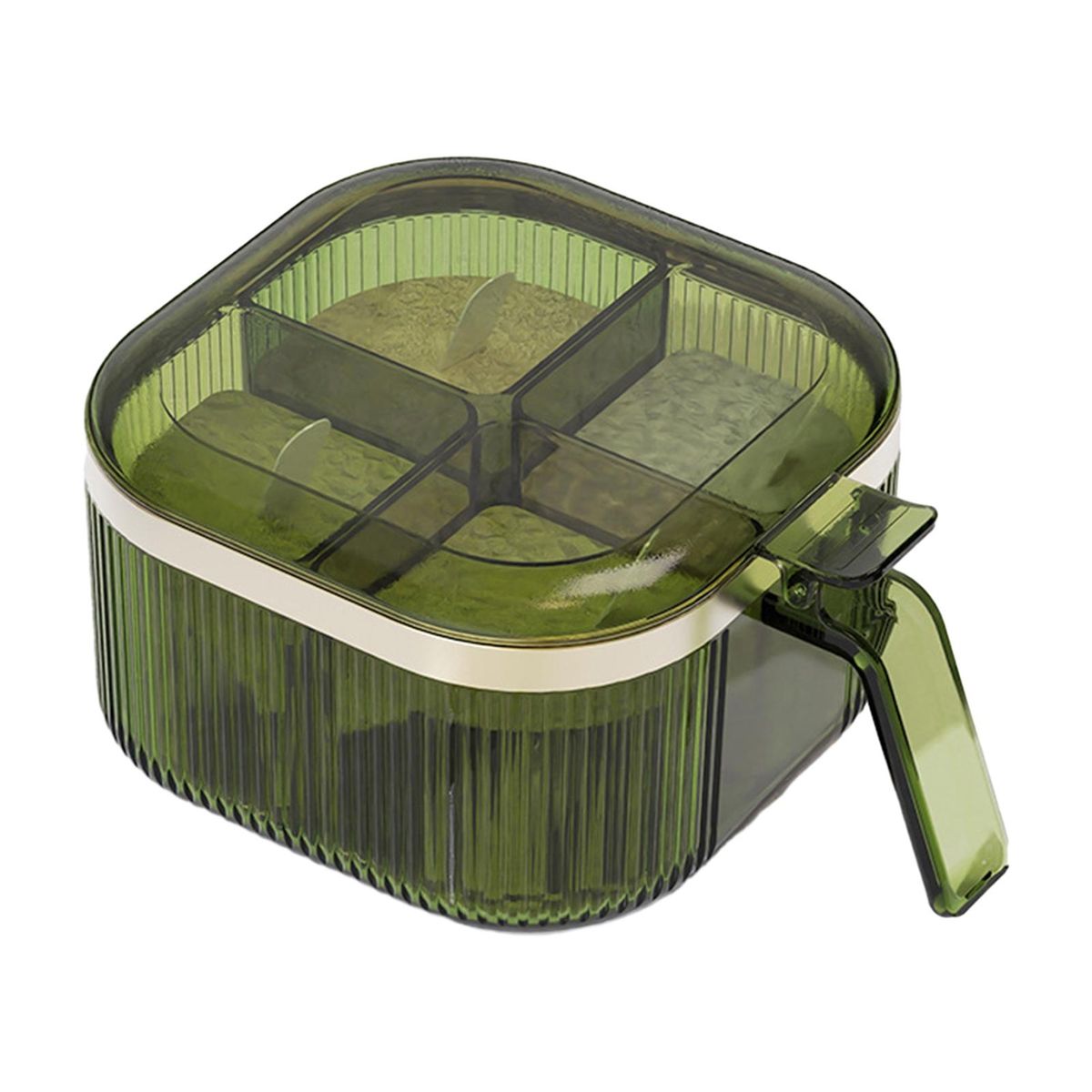 Seasoning Box Combination Seasoning Container with Four Spoons Green