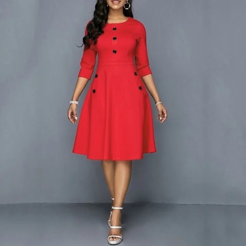Midi Skater Red Dress