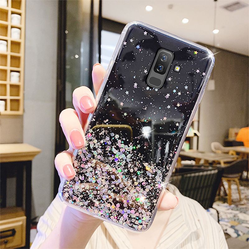 Case For Samsung A8 A6 Plus  Case Bling Glitter Phone Cover Samsung A52S A52 A53 A51 A71 A50 A70 A72 A12 J4 J6 Plus J8 Cover-Black