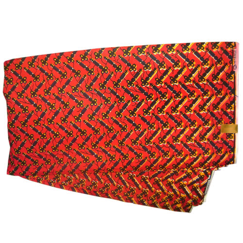 Ankara Print - 100% Cotton African Fabric - 6 Yards - Red Multicolor