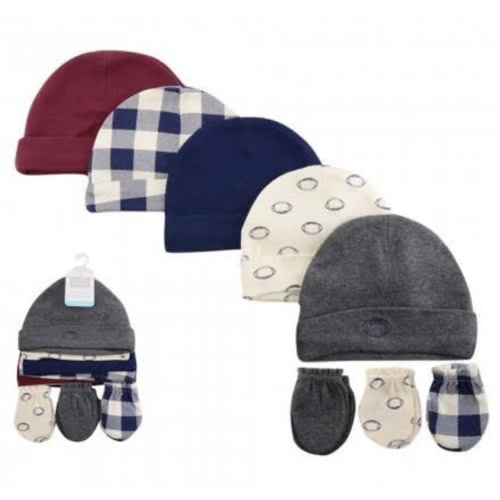 Baby Cap And Mitten Set - 8pcs