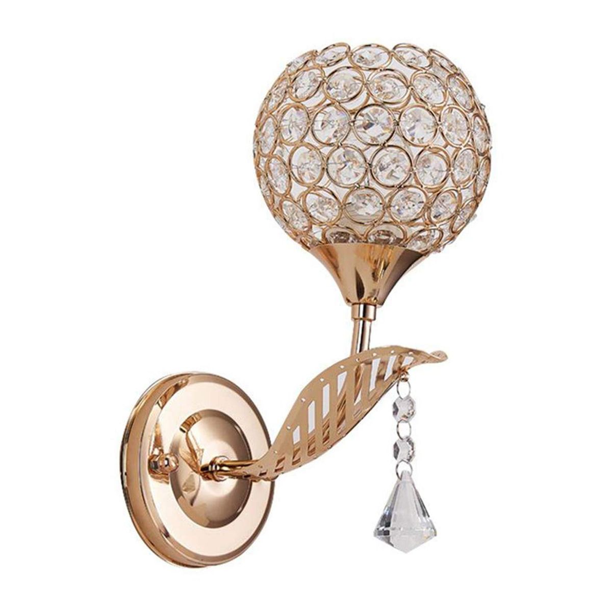 Crystal Wall Sconces Bedroom Wall Lamp Round Modern Bedside Wall Lights Dining Room Hallway Light Fixture with E27 Socket (Bulb NOT included)