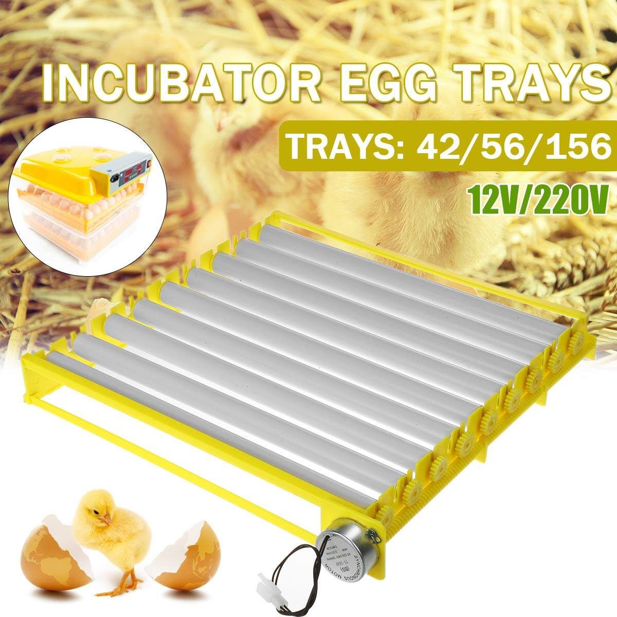156/56/42 Egg Incubator Incubation Turner TrayHatchery Machine Hatching For Small Domestic Chicken Duck Goose Pigeon Parrot Breeding Home 220V 56 Eggs