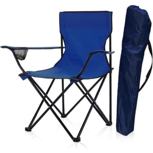Foldable Outdoor Beach And Camping Chair - Dark Blue