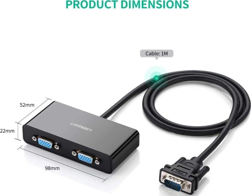 1x2 VGA Splitter- Black