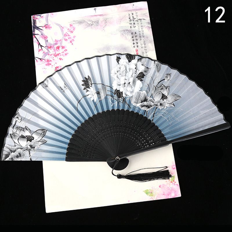 Cloth Dance Fan Fans Style Bamboo Crafts Chinese Folding Printed Vintage Decoration Retro Fans Fan Ancient Hand Art Japanese