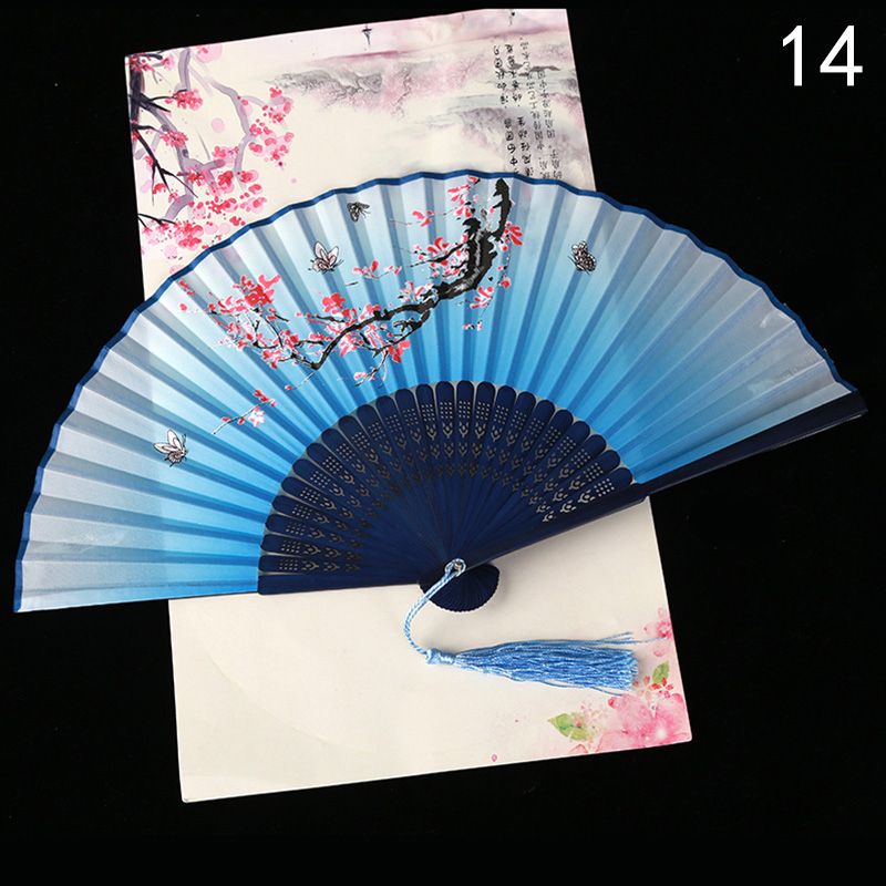 Fans Crafts Retro Decoration Fan Fan Hand Art Chinese Ancient Vintage Printed Bamboo Style Japanese Cloth Fans Folding Dance