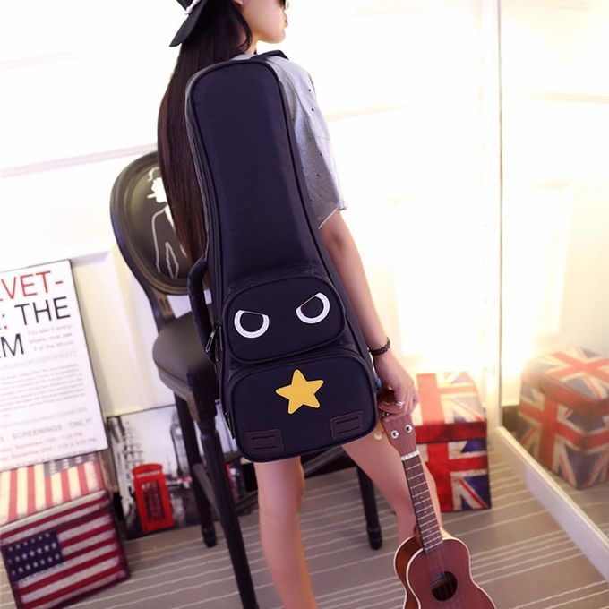 Ukulele Black Bag Adjustable Belt Canvas Carrying Bag Handbag