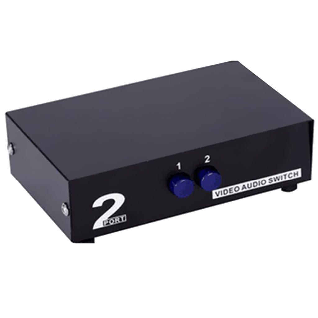 2 In 1 3 RCA 2 Way Audio Video AV Switch Switcher Selector Box Black