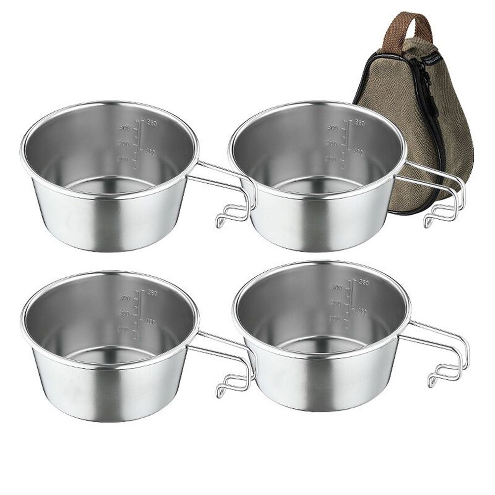 4Pcs Camping Cup, Stainless Steel Sierra Cup Set 450ML