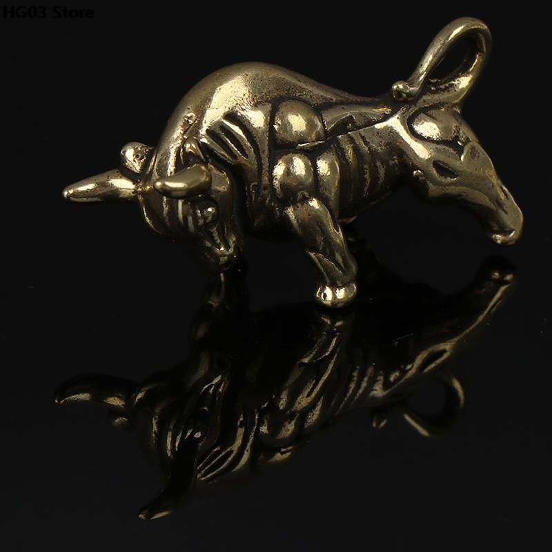 Mini Portable Retro BrWall Street Bull Statue Sculpture