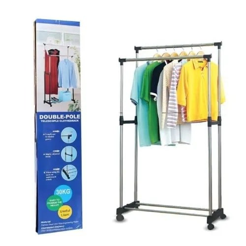 Adjustable Stainless Clothes Hanger And Drying Rack - Double Pole
