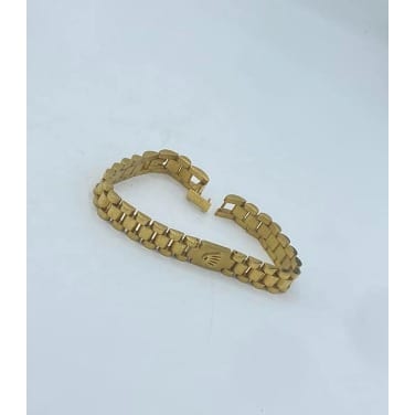 Classic Polished Steel Link Men's Gold Bracelet 22mm