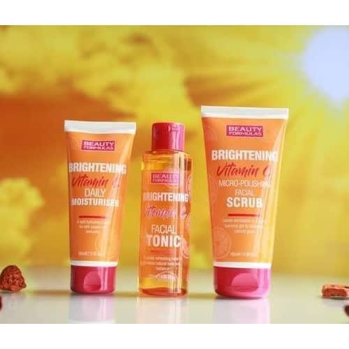 Brightening Vitamin C(150ml) Facial Tonic(150ml), Scrub & Moisturiser-3 Pk