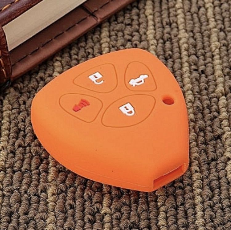 4button Toyota Silicone Key Remote Shell Case Cover Orange