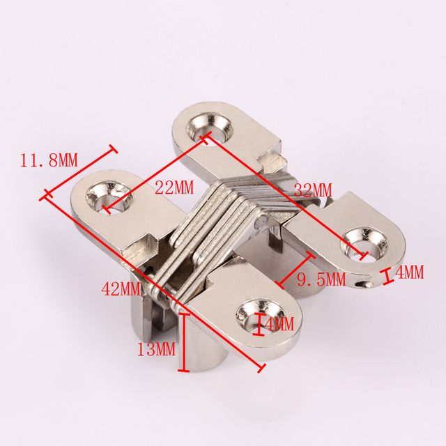 4Pcs  Invisible Concealed Barrel Cross Door Hinge