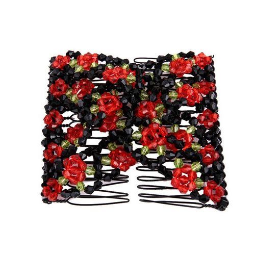 Hair Comb Ladies Bead Stretchy Women Hair Combs