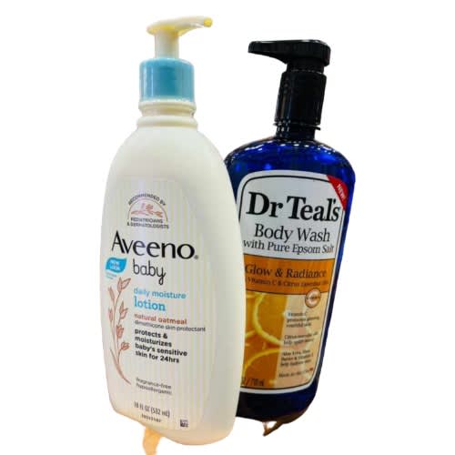 Aveeno Baby Daily Moisture Moisturizing Lotion + Dr Teals Vitamn C Body Wash -- 500ml Each