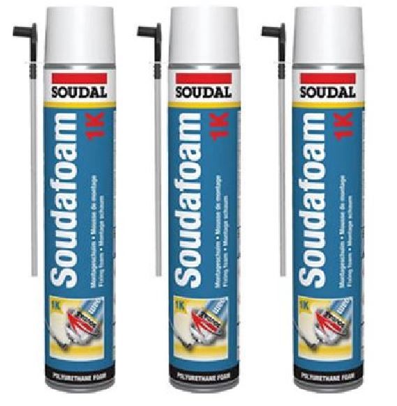 3pcs Of PU Soudal Sealant Expansion Foam- 750ml