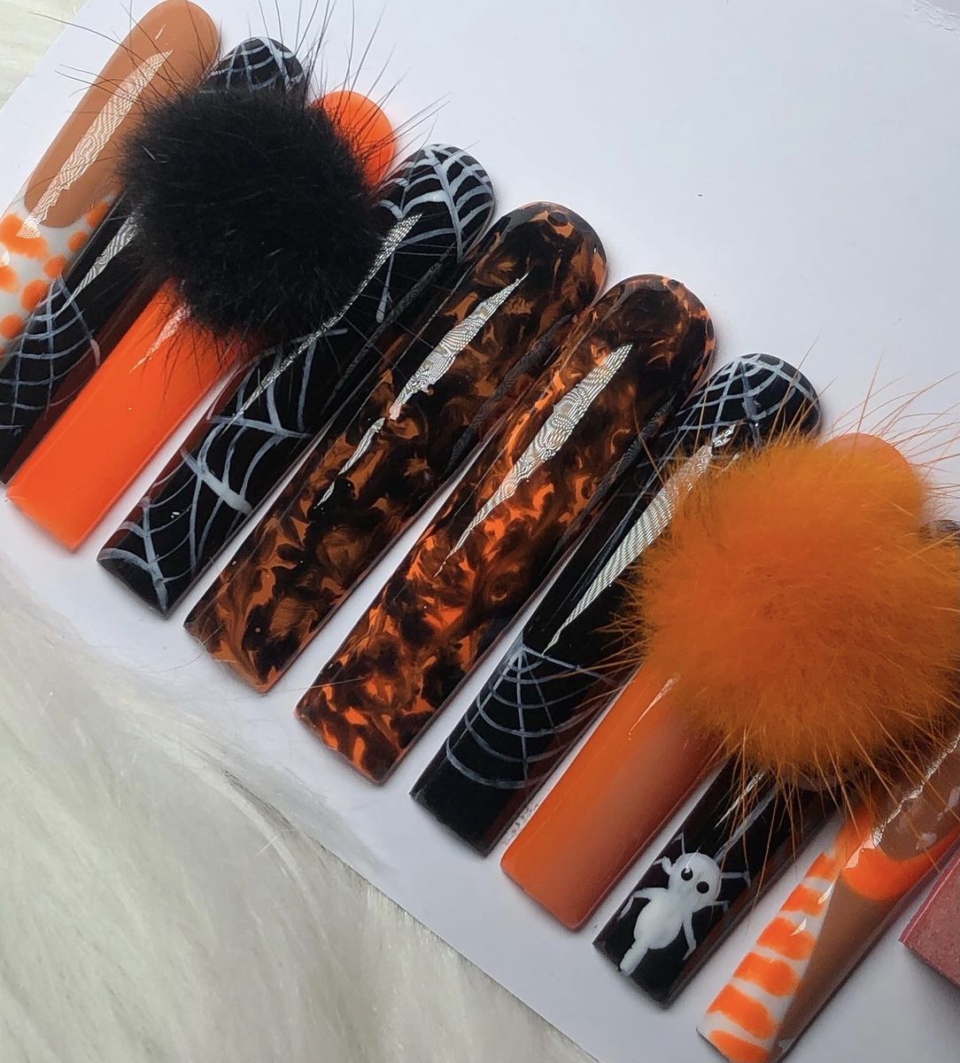 Press On Nails10pcs Spider Web Art Design+kit