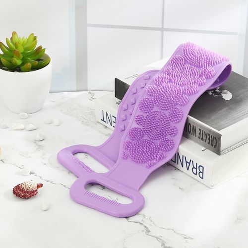 Exfoliating Loofah Loofa Back Strap Bath Shower Body Silicone Scrubber Brush Purple