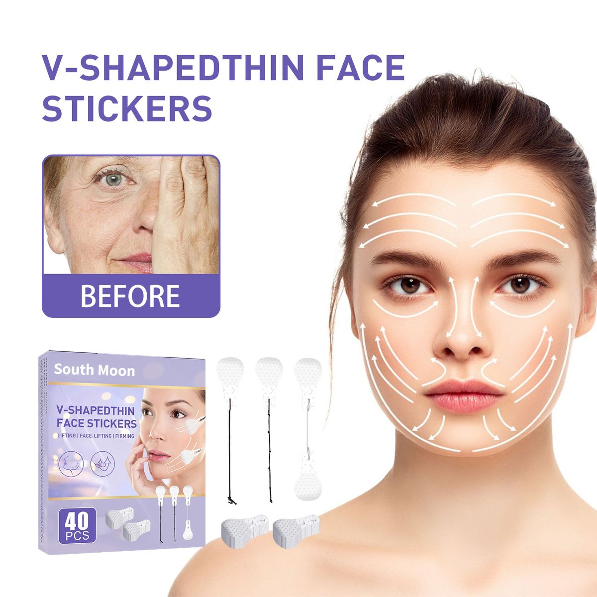 40Pcs V Shape Face Lift Tape Instant Tightening Stickers